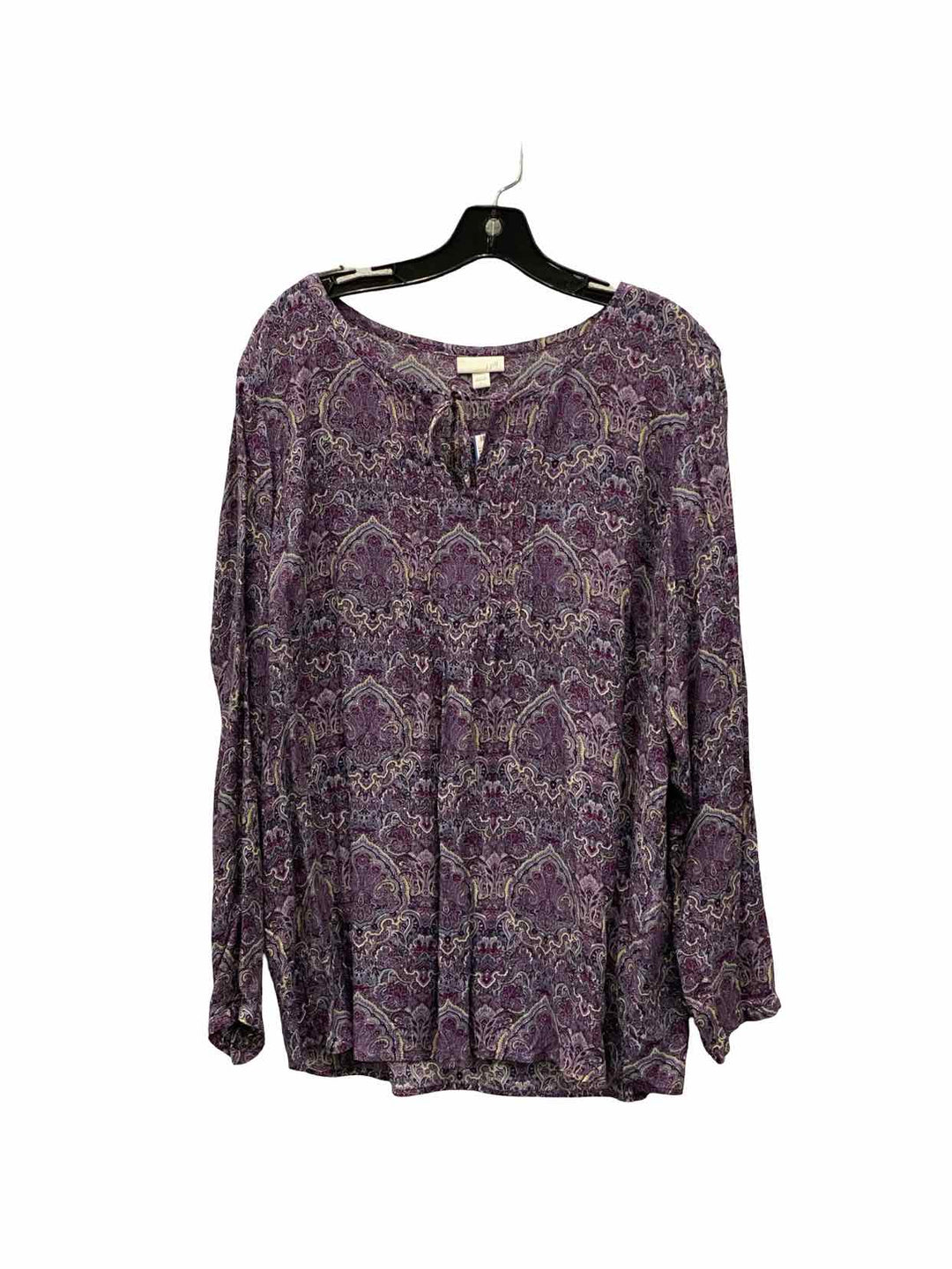J Jill Size L Purple print Rayon Long Sleeve Shirts