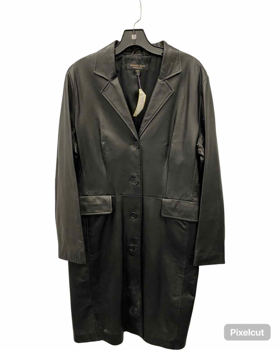 Golden Bear Size L Black Leather Coat(Long)