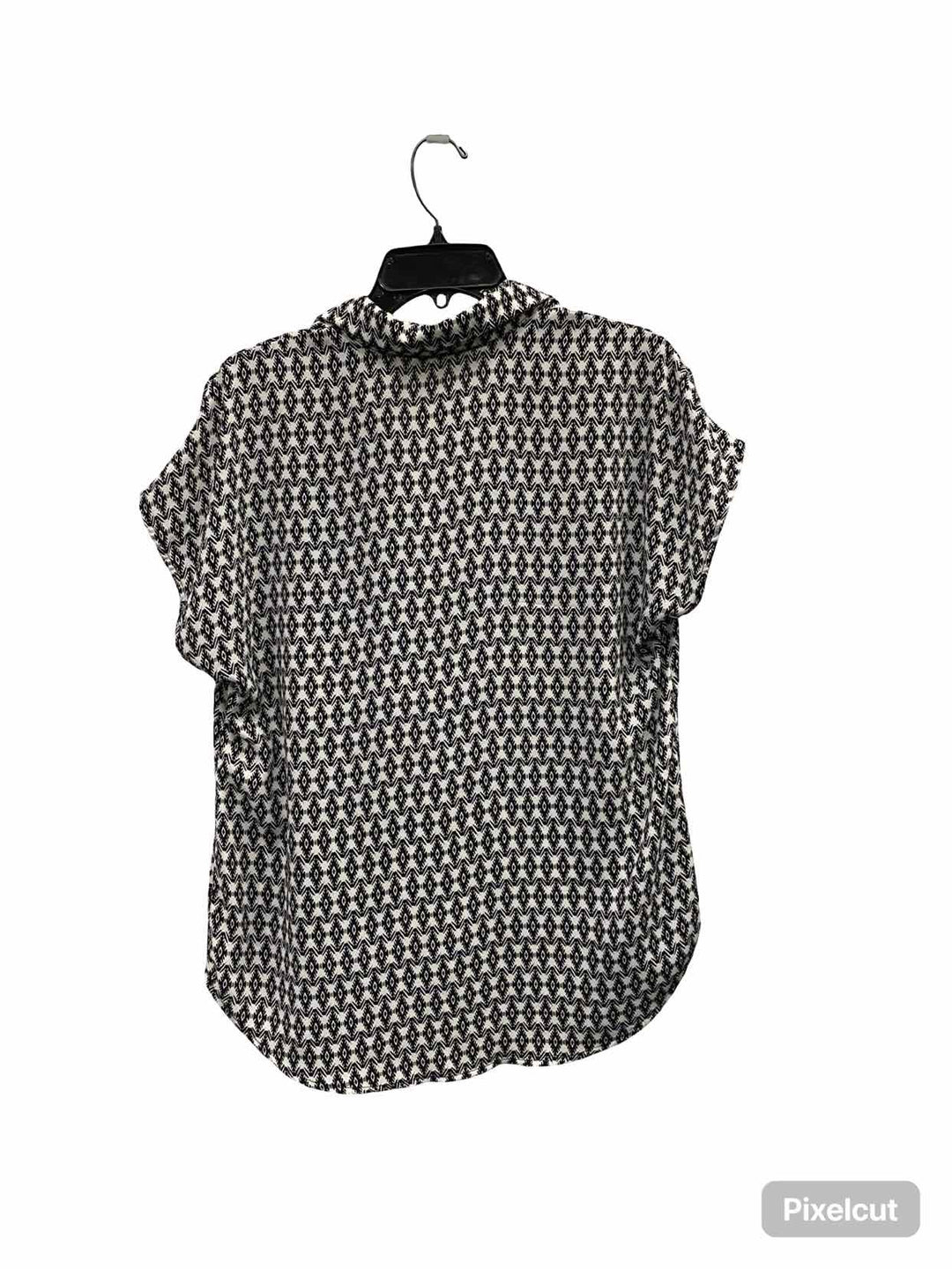 Pleione Size M Black White Print Short Sleeve Shirts