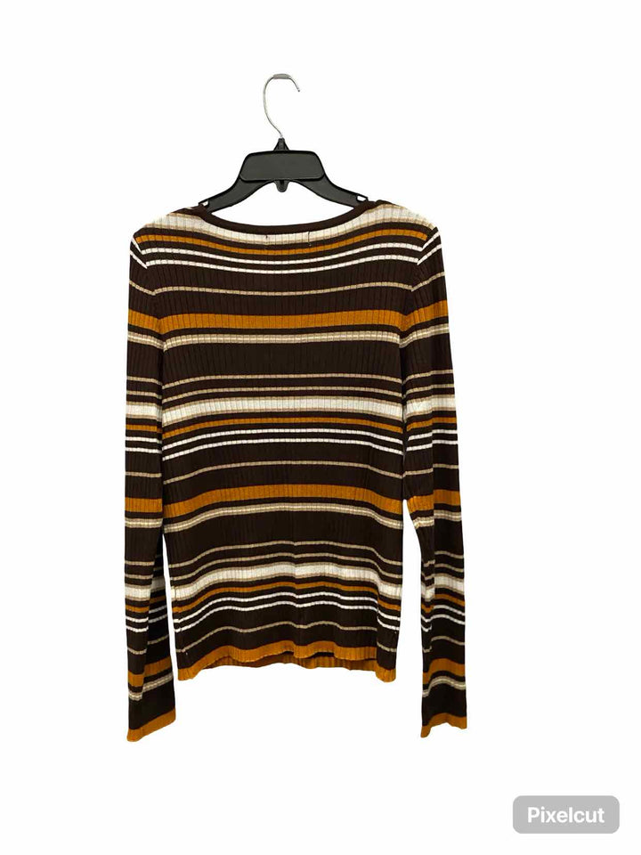 Liz Claiborne Size M Brown Stripe Long Sleeve Shirts