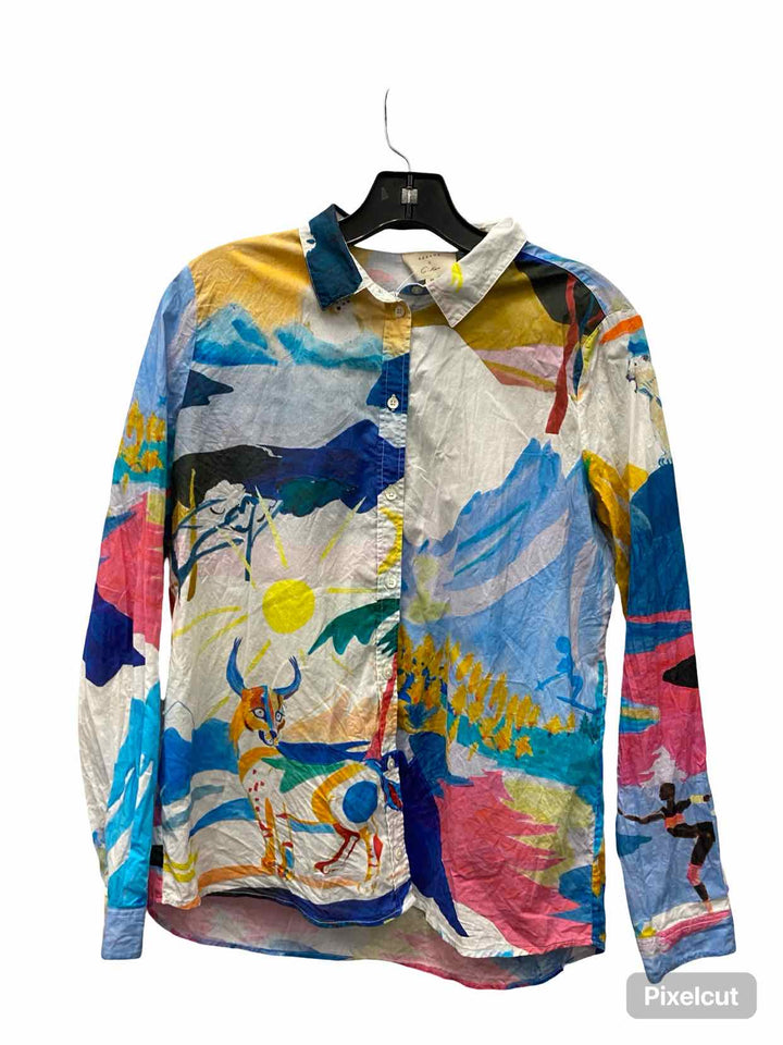 Sezane Size S Multi-Color Print 100% cotton Long Sleeve Shirts