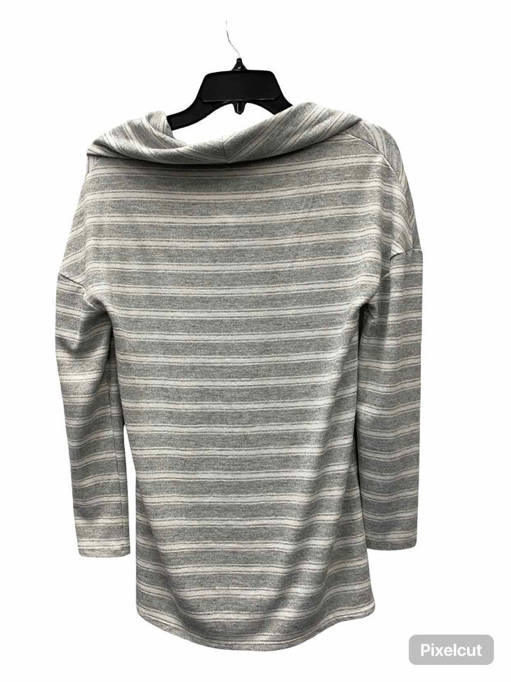 WHBM Size XS White Gray Striped Long Sleeve Shirts