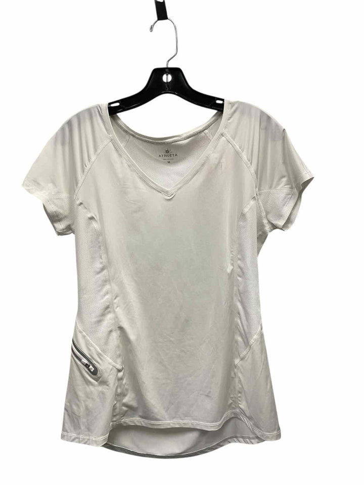 Athleta Size M White Athletic Short Sleeve