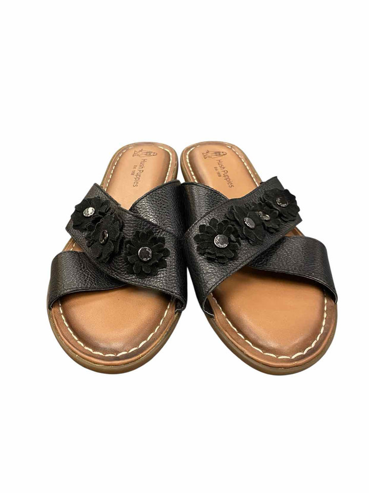 Hush Puppies Shoe Size 10 Black Leather Sandals