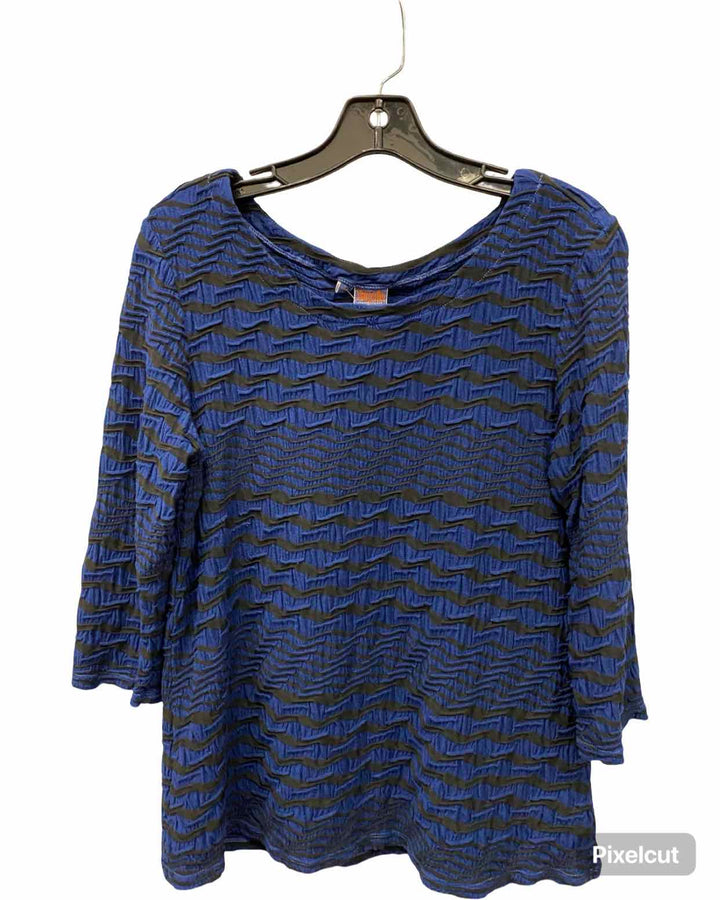 Tignanello Size L Blue Black Long Sleeve Shirts