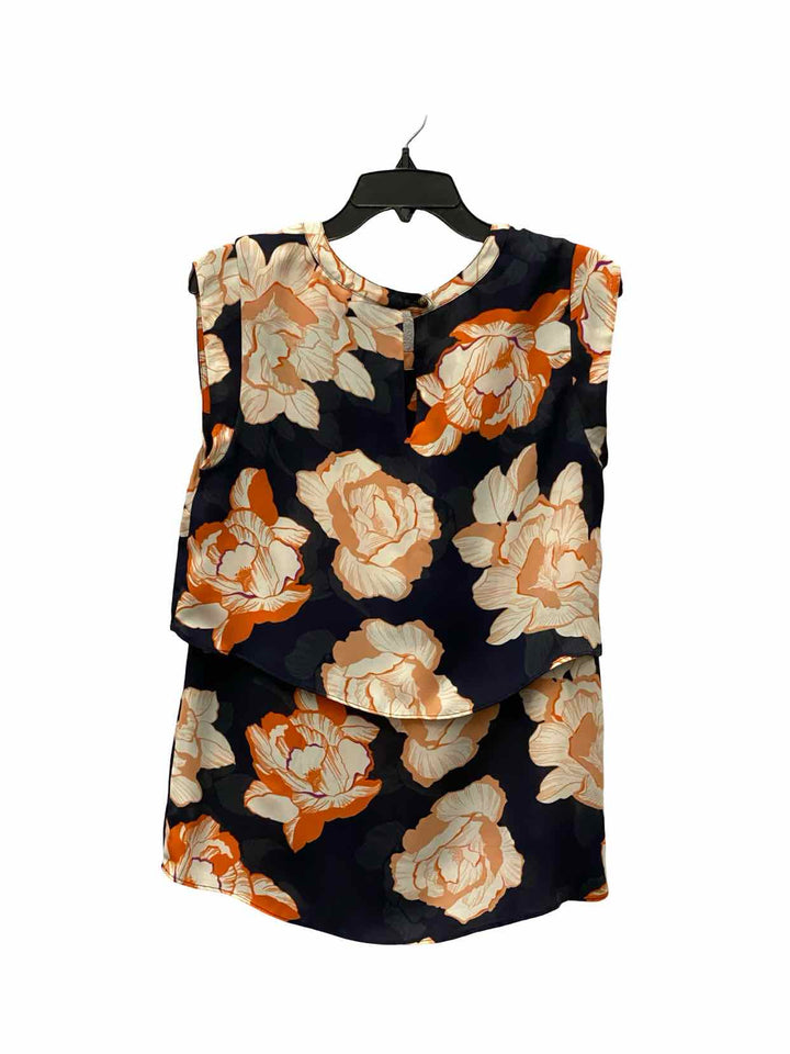 Cabi Size S/M Navy Orange Floral Tank Top