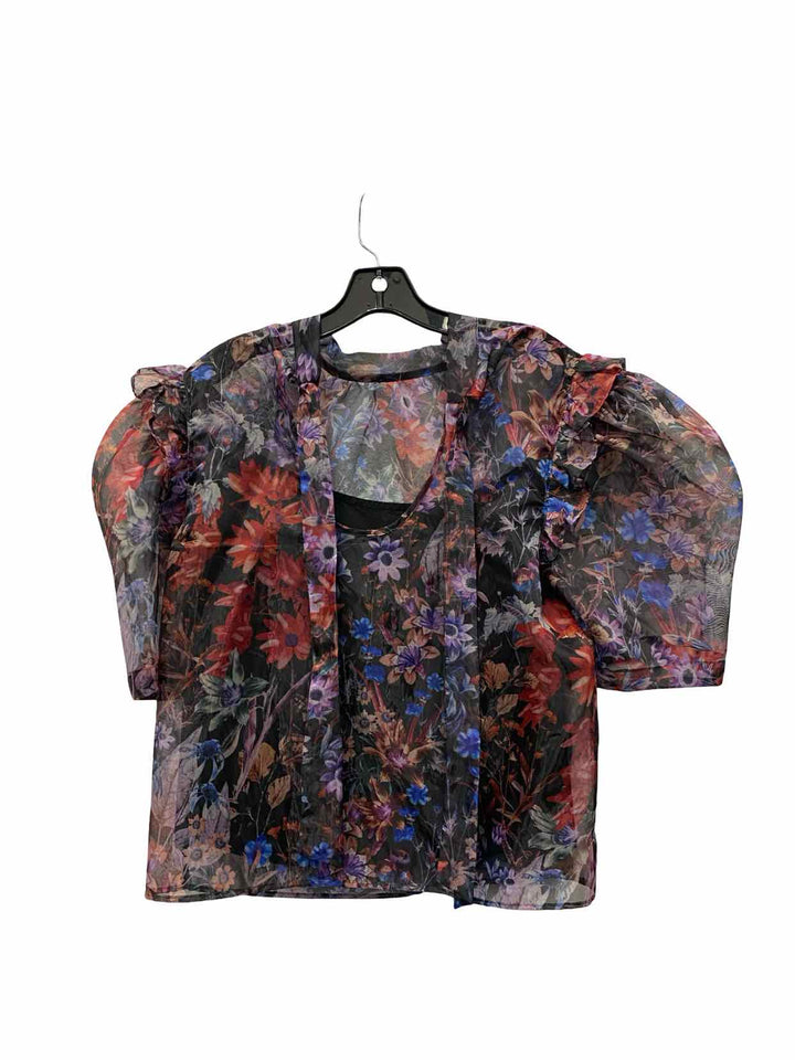 Anthropologie Size M Pink Floral Short Sleeve Shirts