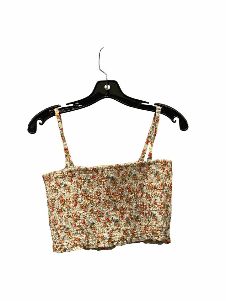 American Eagle Size L Cream Peach Floral Tank Top