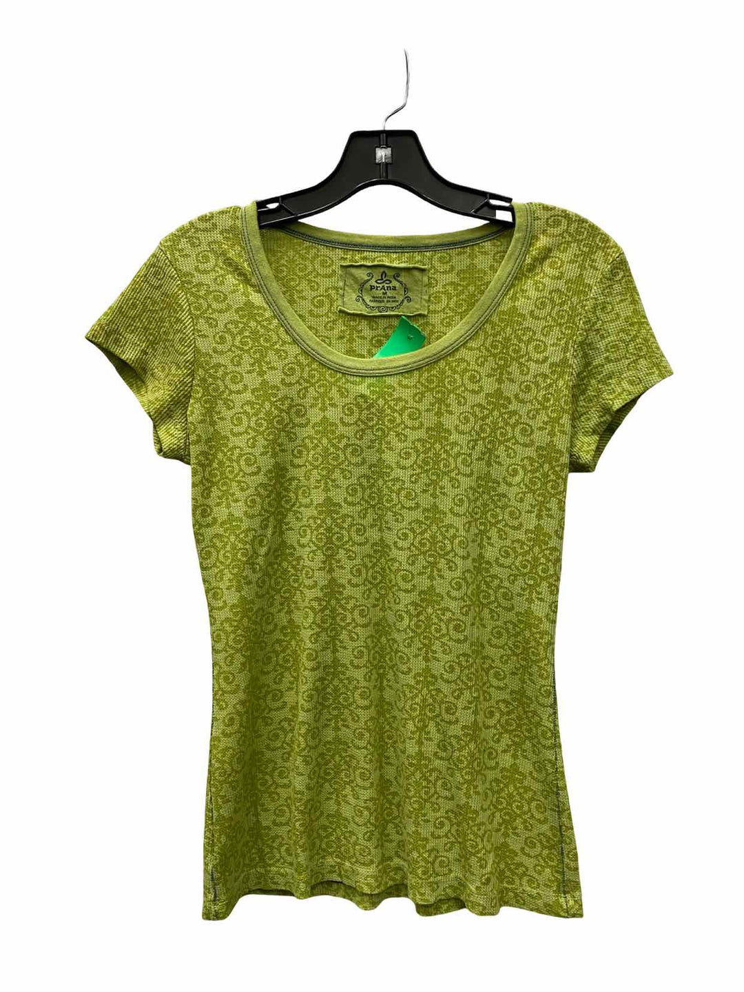 PrAna Size M Lime Green Print Short Sleeve Shirts