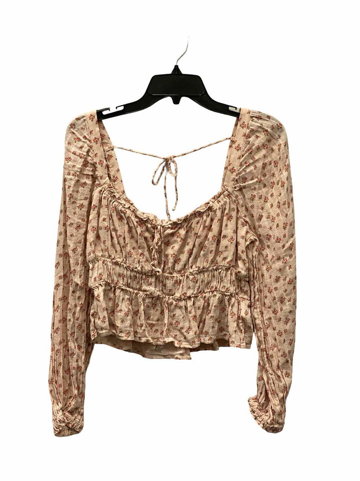 American Eagle Size M Pink Floral Long Sleeve Shirts