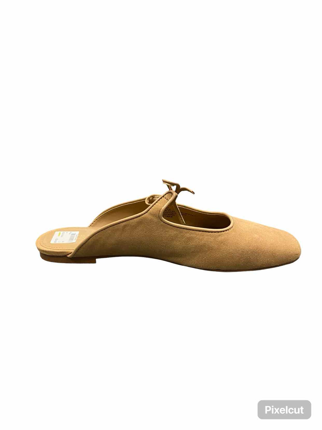 J Crew Shoe Size 9 Beige Faux Suede Bow Slip On Mules