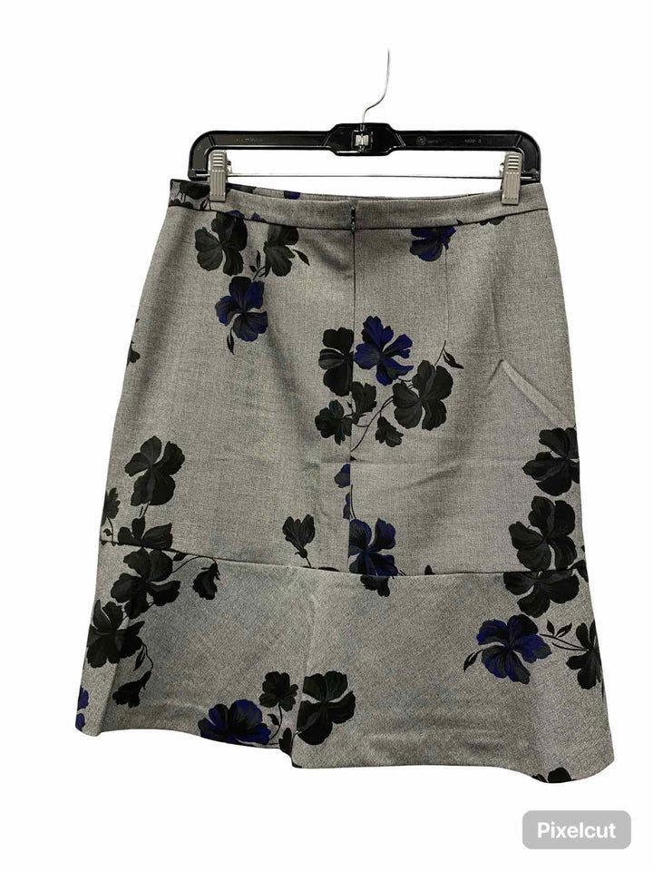 Ann Taylor Size 8P Gray Black Floral Skirt