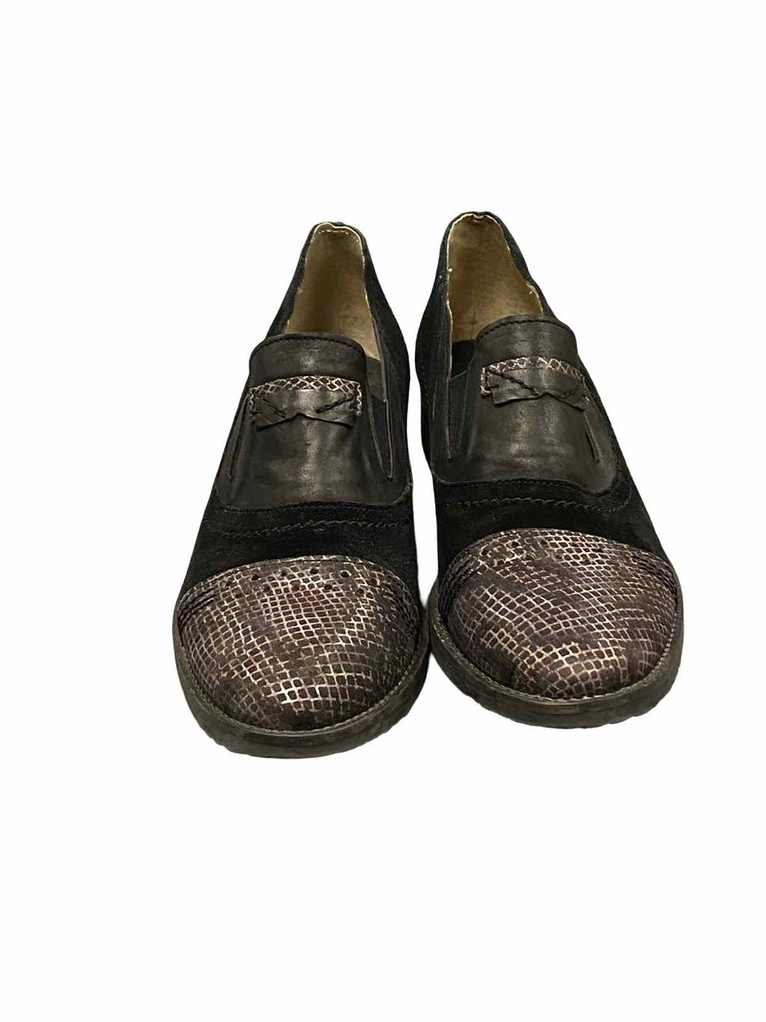 Casta Shoe Size 42 Black Snakeskin Print Suede Loafers