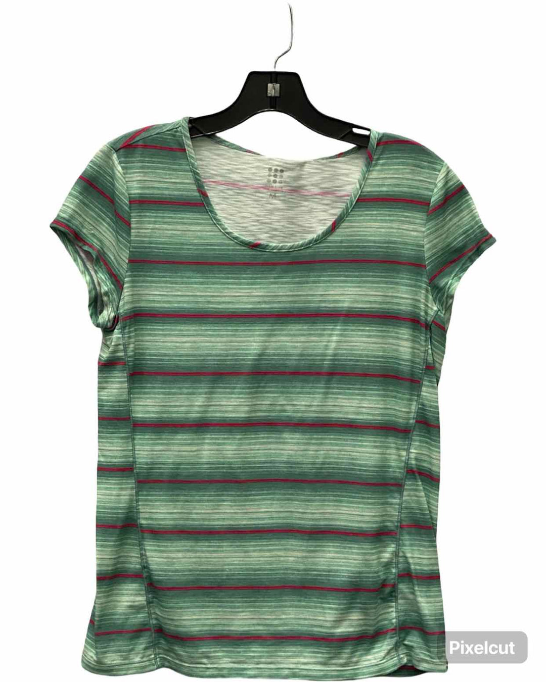 Title Nine Size M Green Pink Striped T-shirt