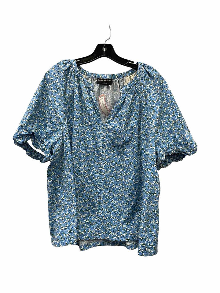 Lane Bryant Size 20 Blue Floral Short Sleeve Shirts
