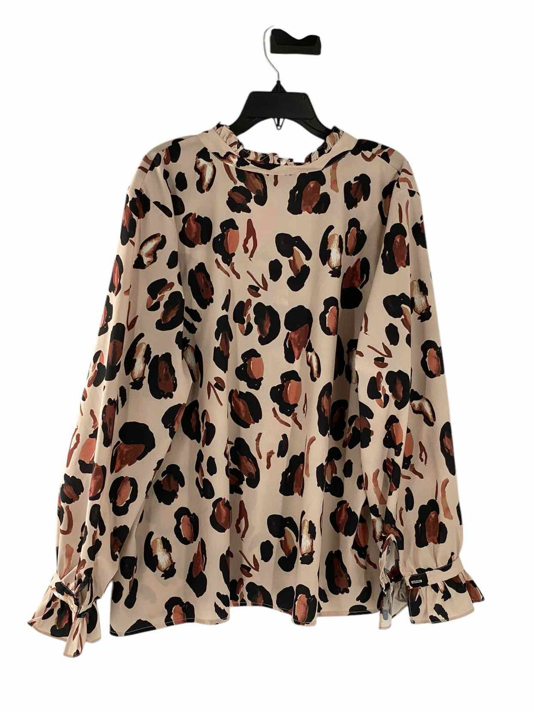 Eloquii Size 24 Brown Animal Print Long Sleeve Shirts