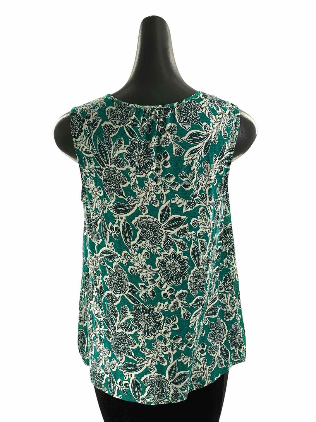 Loft Size S Green White Print Tank Top