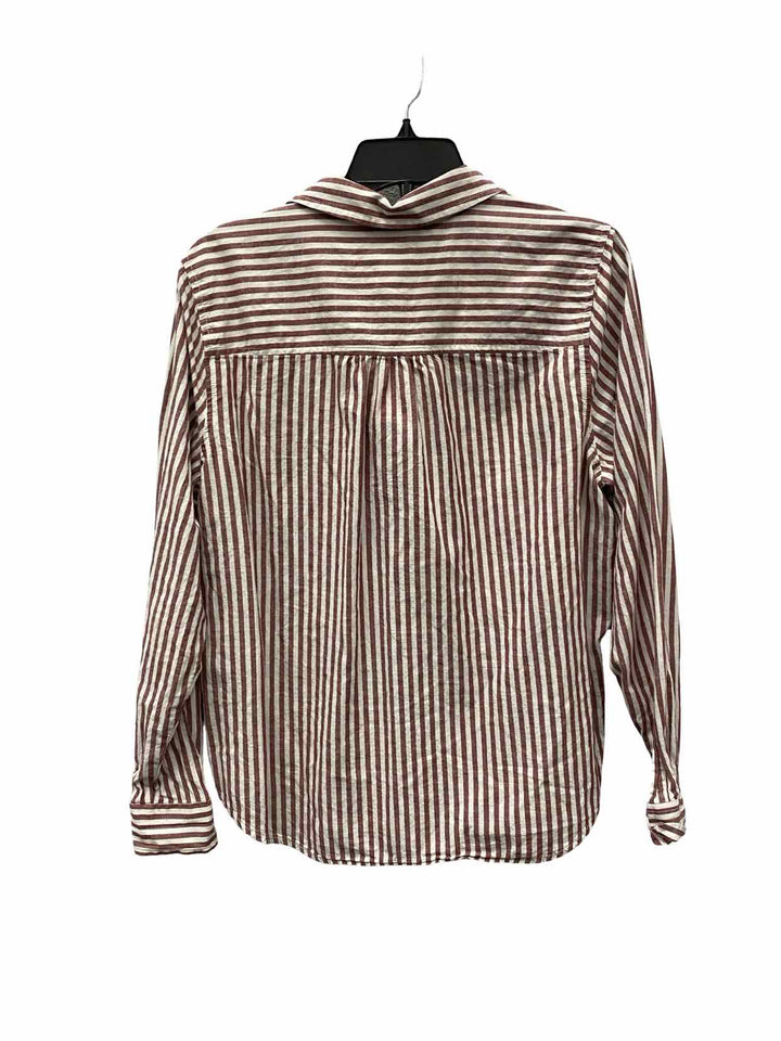 Lucky Brand Size S White Red Striped Long Sleeve Shirts