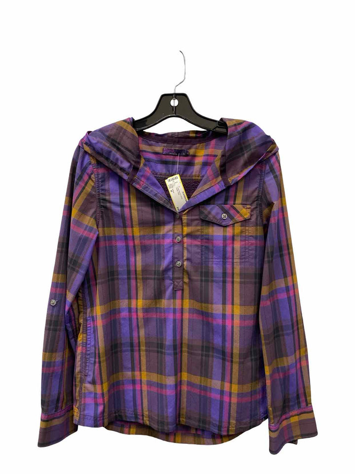 PrAna Size M Purple Plaid Long Sleeve Shirts