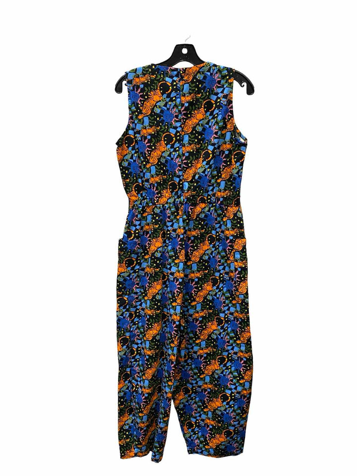 Lucy & Yak Size 14 Blue Orange Print Dress