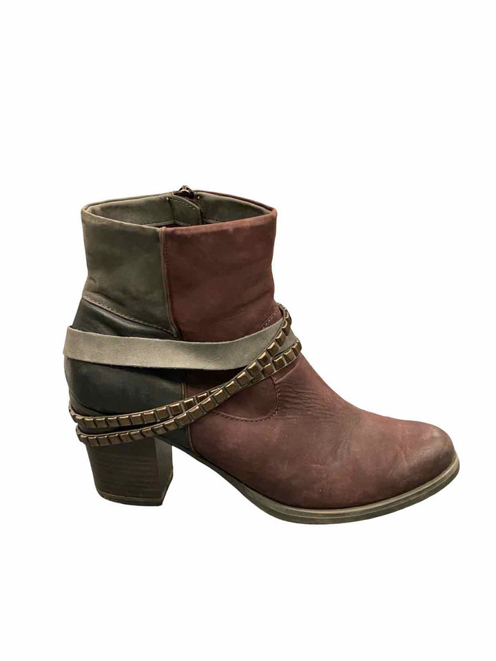 Tamaris Shoe Size 38 Burgundy Grey Leather Tora Boots(Ankle)