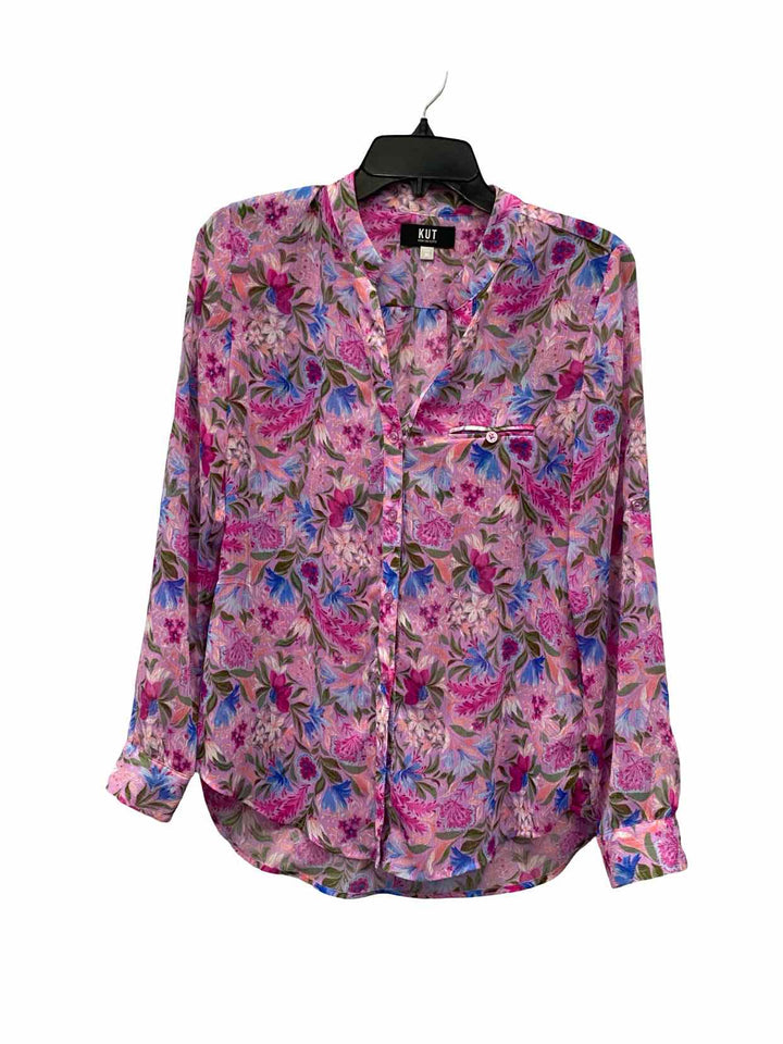 Kut Size XS Pink Multi Floral Long Sleeve Shirts