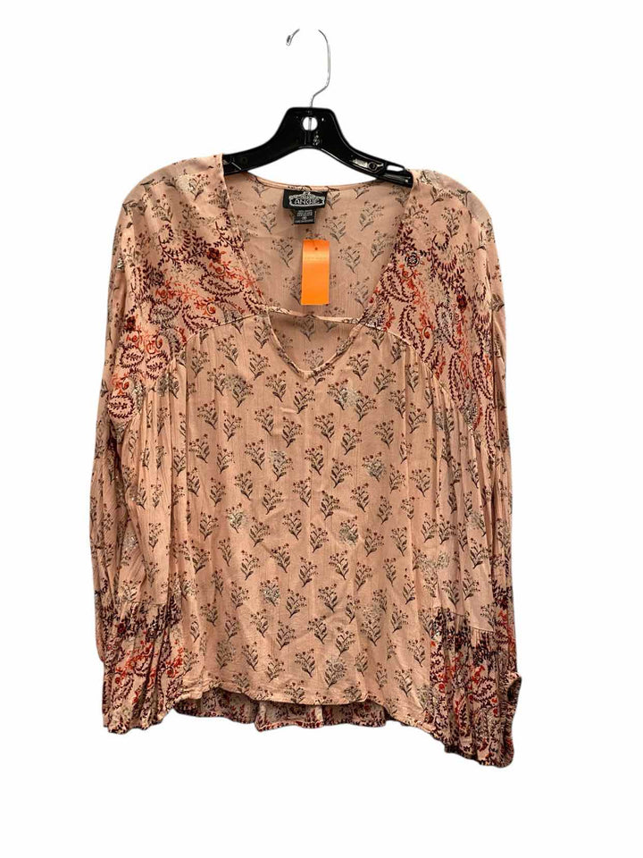 Angie Size M Pink Floral Long Sleeve Shirts