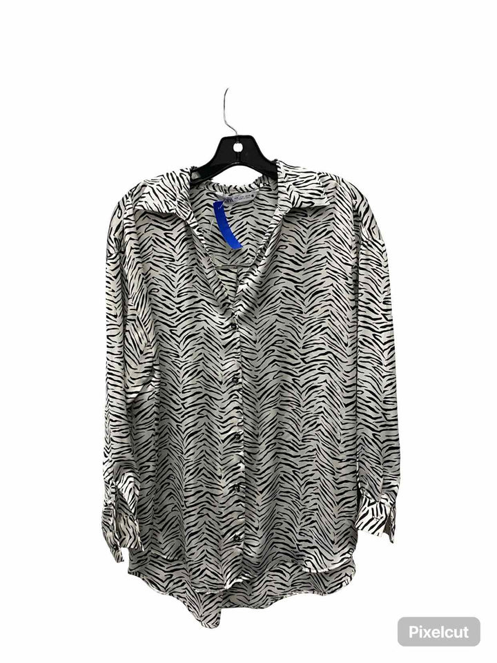 ZARA Size S White Black zebra Long Sleeve Shirts