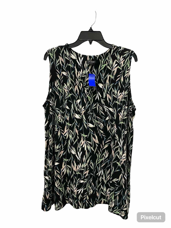 J Jill Size XL Green Black Leafy Tank Top