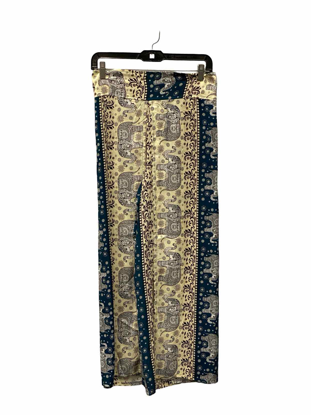 Unknown Brand Size M Cream Turquoise Print Rayon Pants