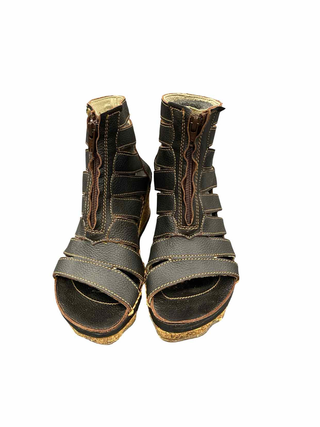 El Naturalista Shoe Size 36 Black Leather Wedge Heels