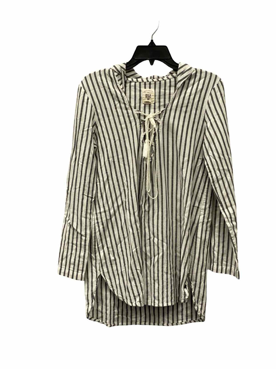 Billabong Size M White Grey Striped 100% cotton Long Sleeve Shirts