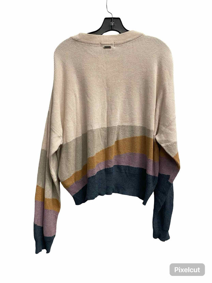 PrAna Size XL White Multi Striped Sweater