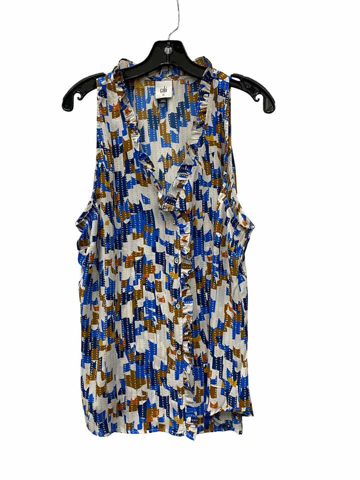 Cabi Size XL Blue White Print Tank Top