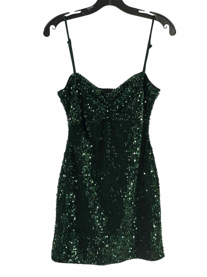 Zara Basic Size S Green sequined Dress