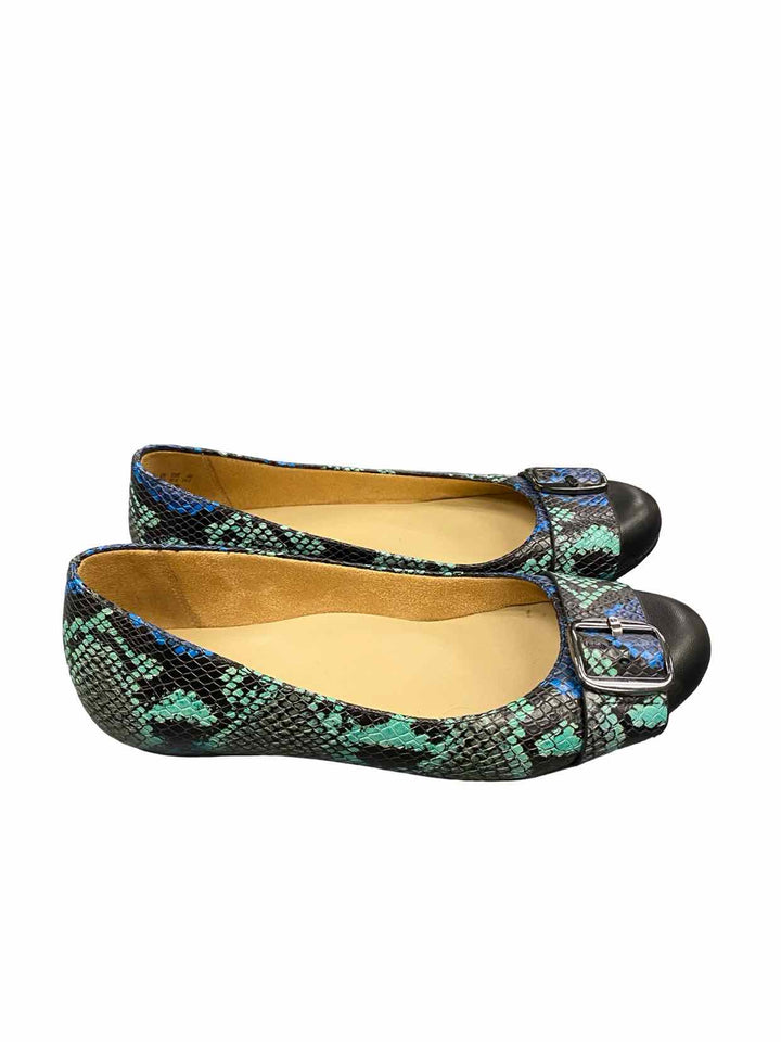 Naturalizer Shoe Size 7.5 Turqoise Black Snakeskin Pattern Marsha Flats