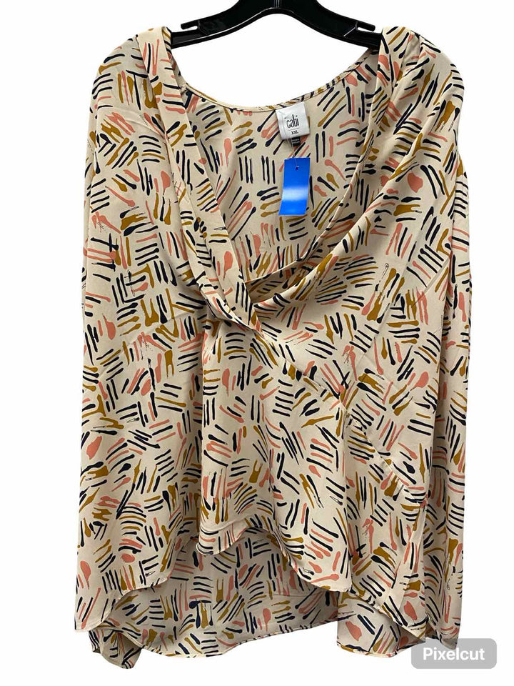 Cabi Size XXL Beige Print Long Sleeve Shirts