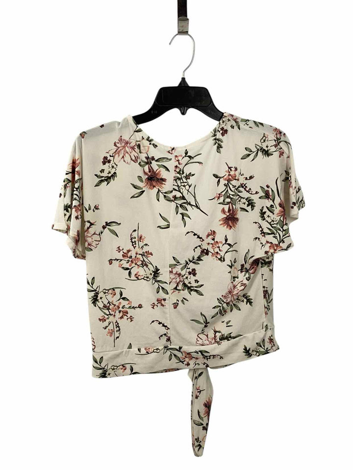 DEX Size S White Green & Pink Floral Short Sleeve Shirts