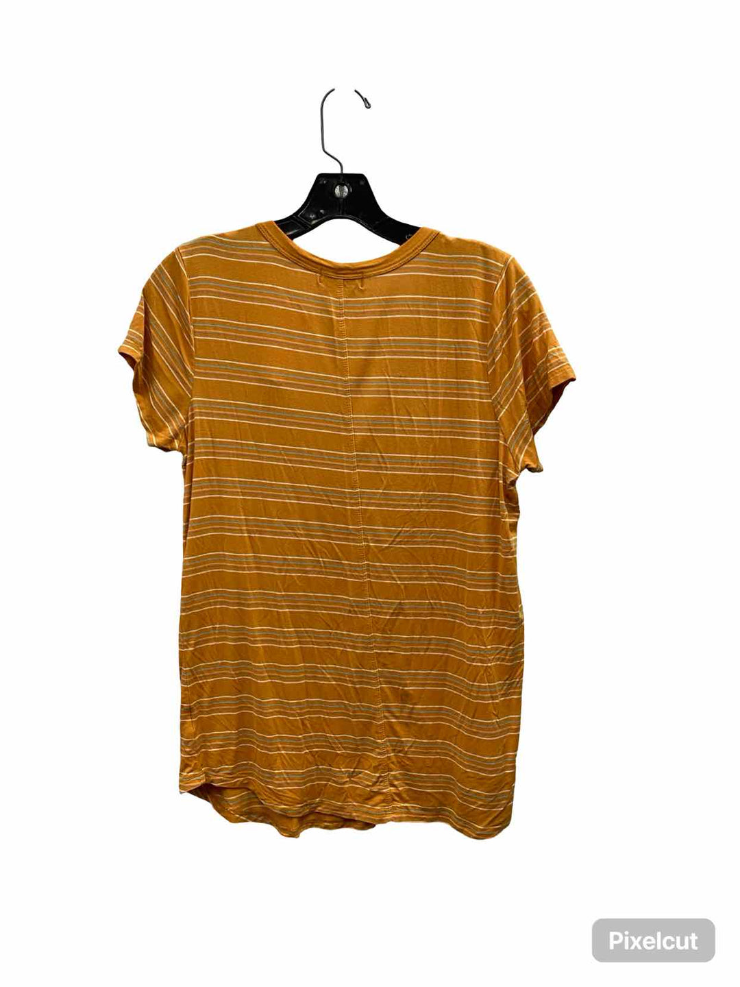 PrAna Size M Orange Blue Stripe v neck Short Sleeve Shirts