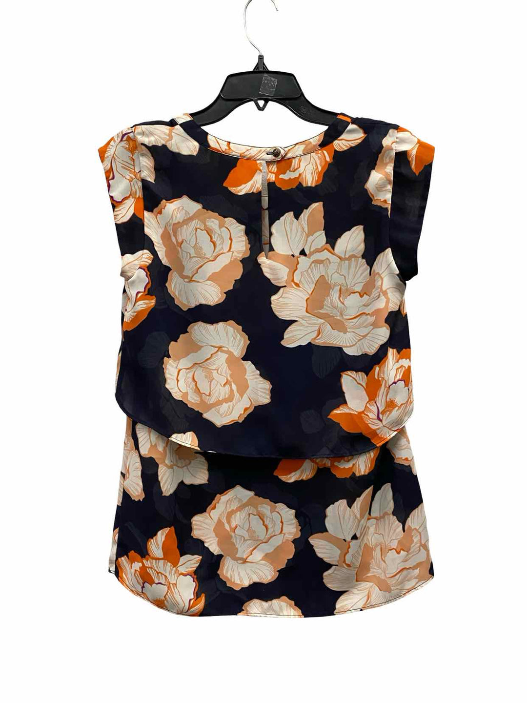 Cabi Size XS Navy Orange Floral Short Sleeve Shirts