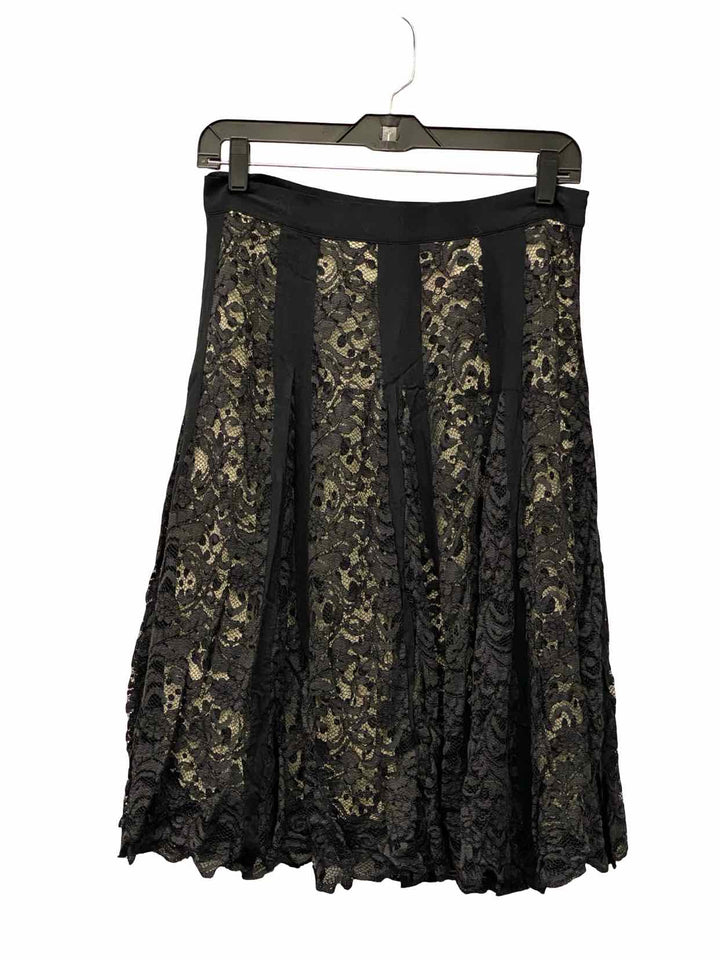 Sundance Size 8 Black Cream Poka dot 35% Cotton Skirt