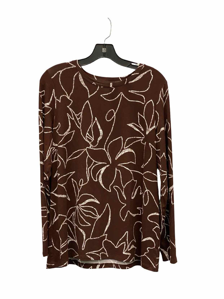Chico's Size 2(L) Brown Floral Long Sleeve Shirts
