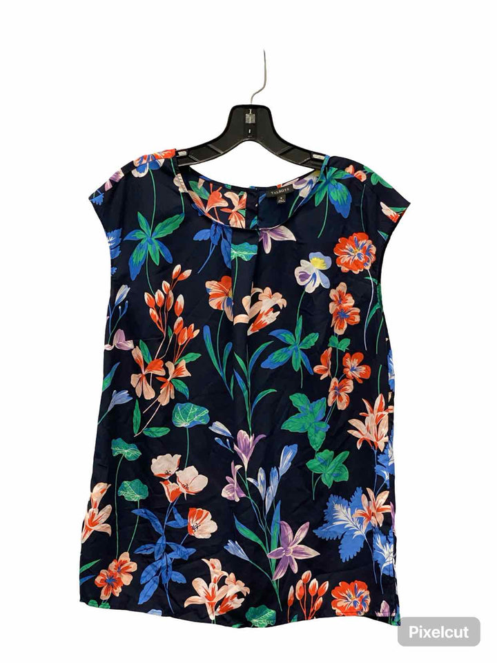 Talbots Size 8 Navy Floral Tank Top
