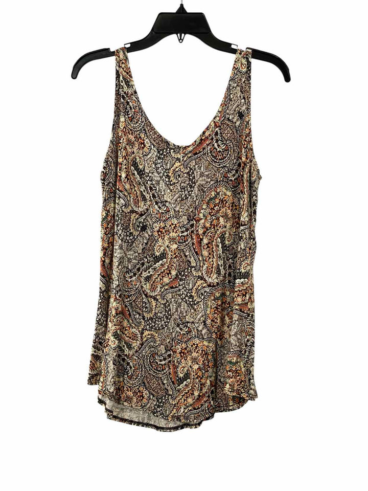 Salaam Size M Orange Gray Print Tank Top