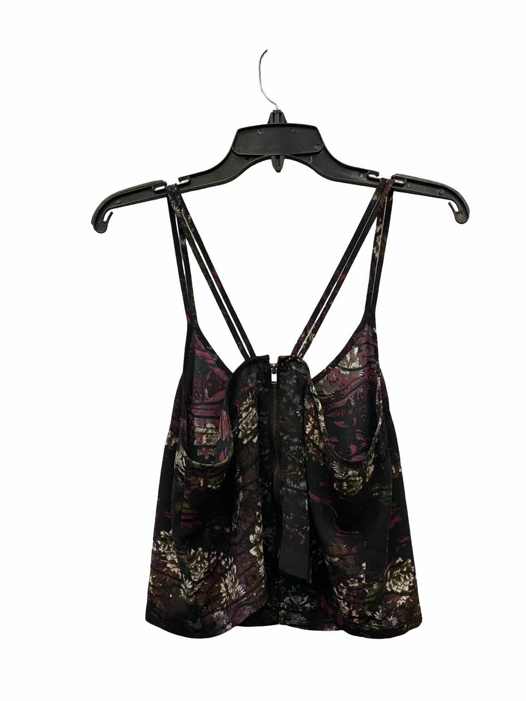 Silence & Noise Size M Black Floral Tank Top