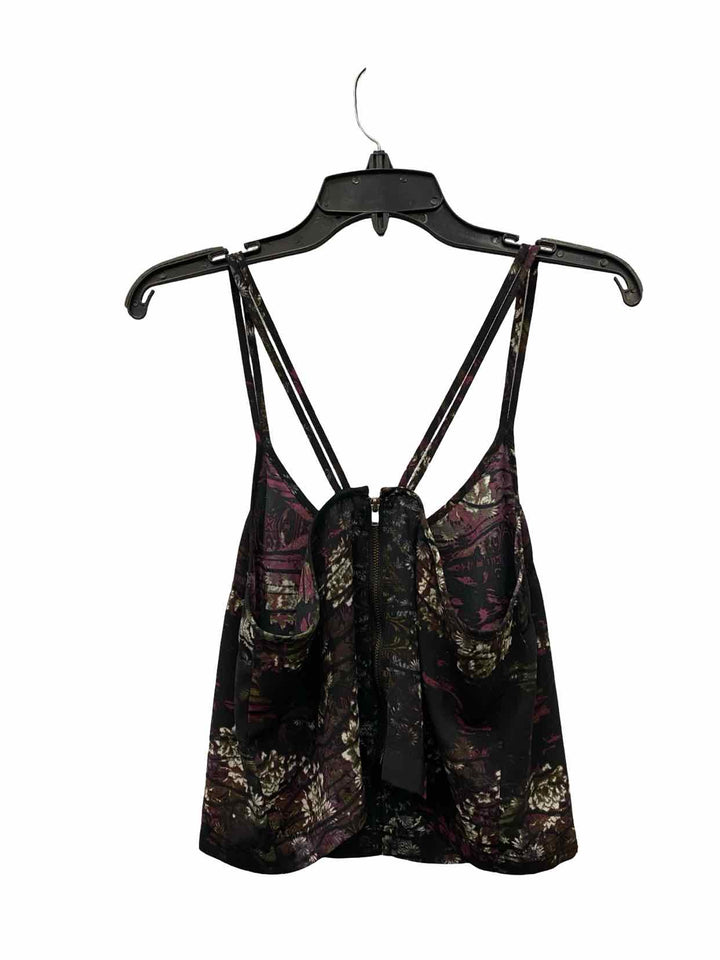 Silence & Noise Size M Black Floral Tank Top