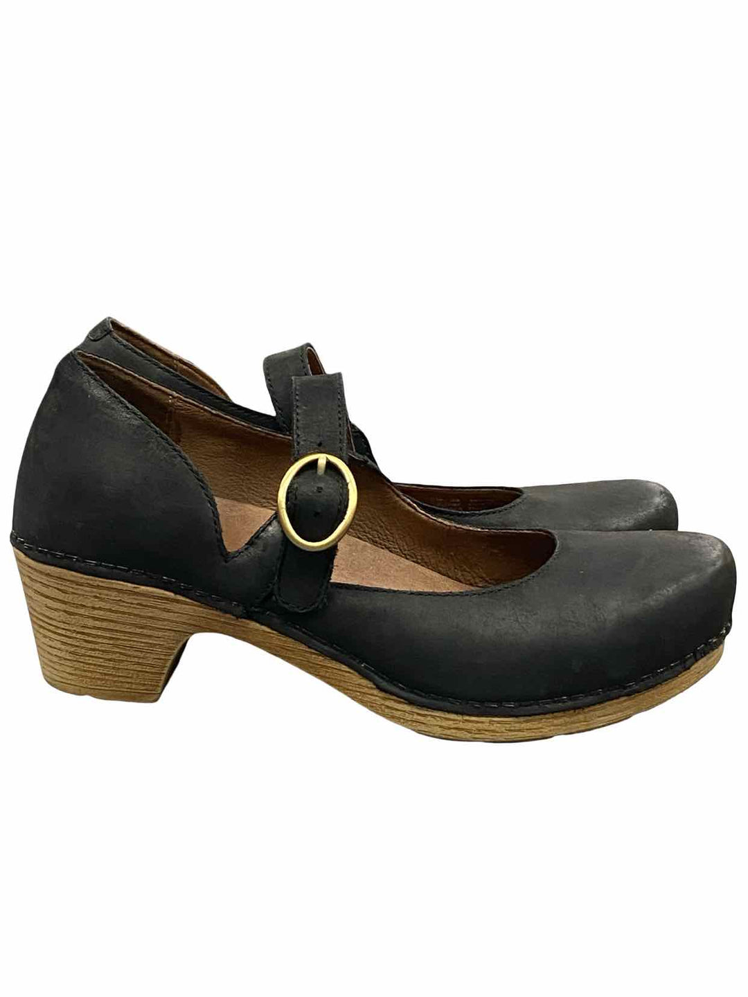 Dansko Shoe Size 38 Black Leather Clogs