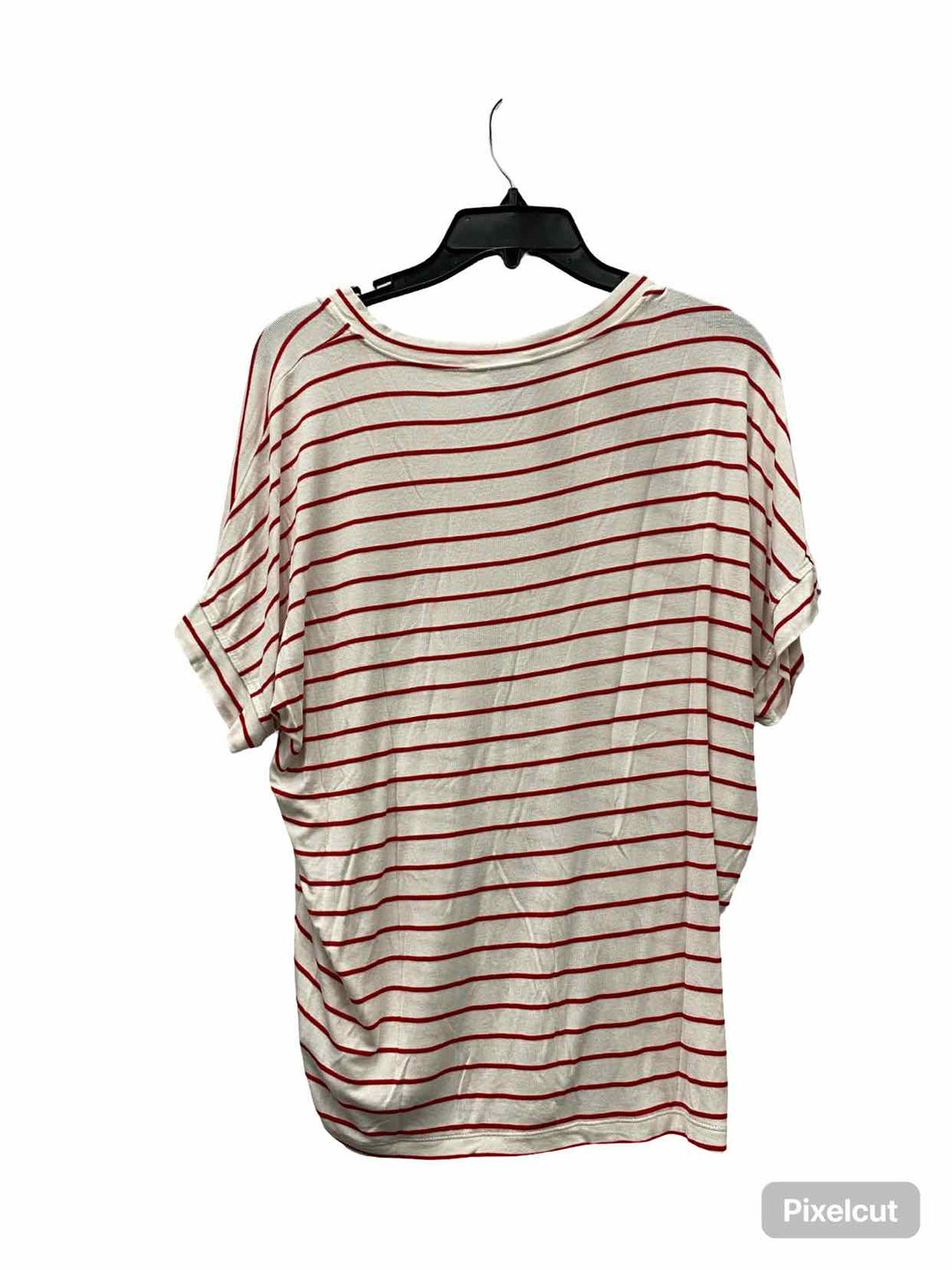 Cabi Size S White Red Stripe Short Sleeve Shirts
