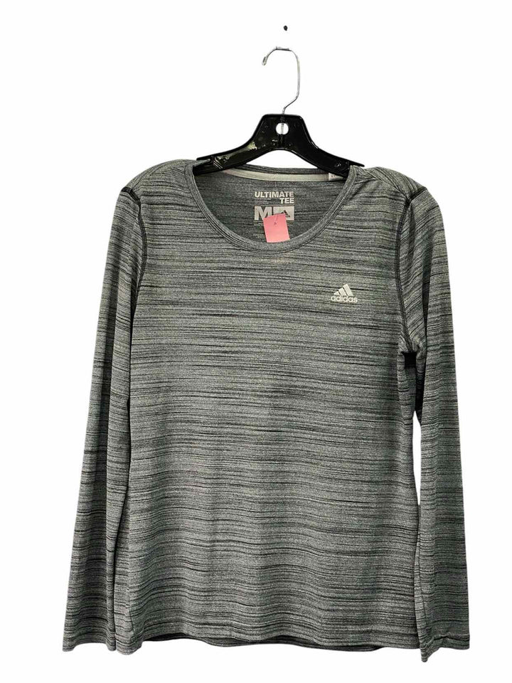 Adidas Size M Gray Stripe Athletic Long Sleeve