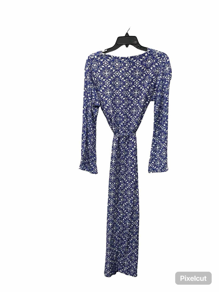 Lulus Size L White Blue Print Dress